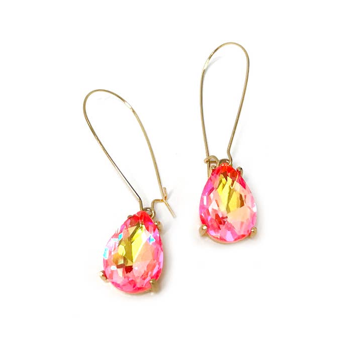 StarryNYC - Wholesale Dangle Earrings - Teardrop Glass Bead 14mm x 18mm w/ Kidney Wire Earrings6