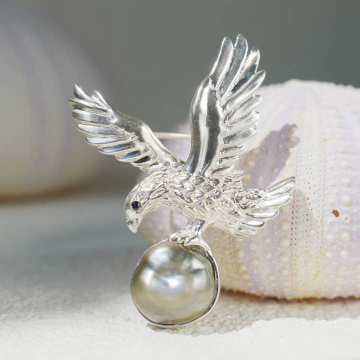 925 Silver Eagle Pendant Brooch | Keshi Pearl Jewelry | Elegant Gift for Her for wholesale by idjewelry