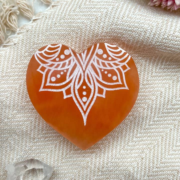 Fractalista Designs - Wholesale Spiritual Stone/Crystal - PEACH Selenite Heart Crystal Mother's Day Gifts For Women1