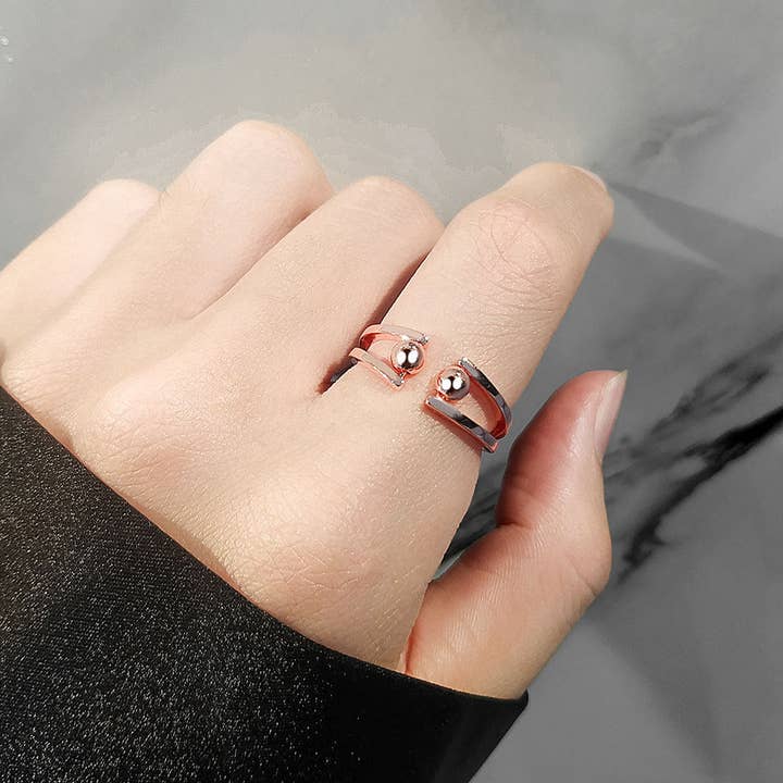 Perimade & Co. LLC - Wholesale Band/Stacked Ring - Round Beads Anxiety Fidget Spinner Ring in Solid Copper