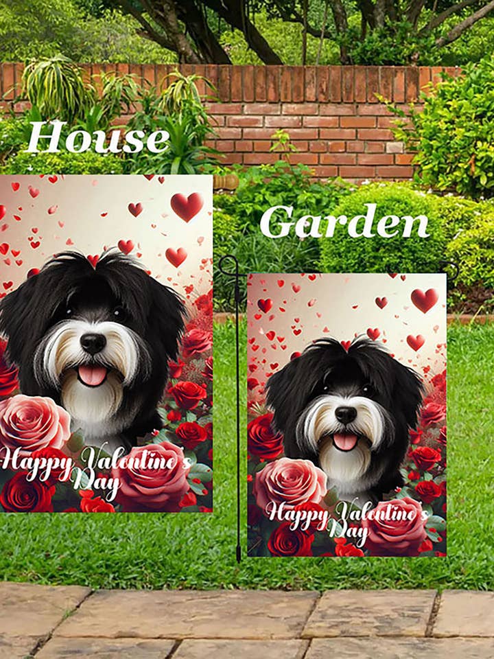 Tibetan Terrier BW - Valentine Garden Flag for wholesale by Best of Breed Products