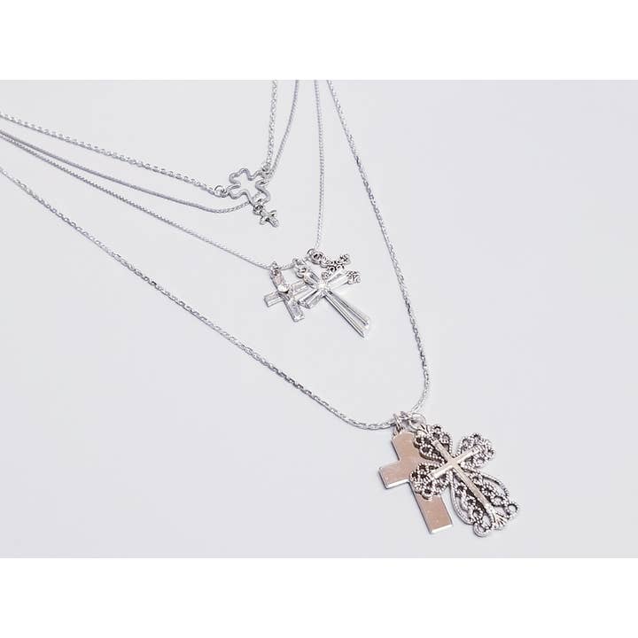 7 Cross/4 Chain Necklace for wholesale by Shrake Culture