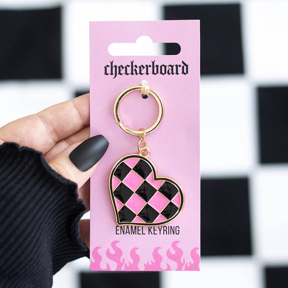 Something Different Wholesale - Wholesale Keychain - Women's - Checkerboard Heart Keyring0