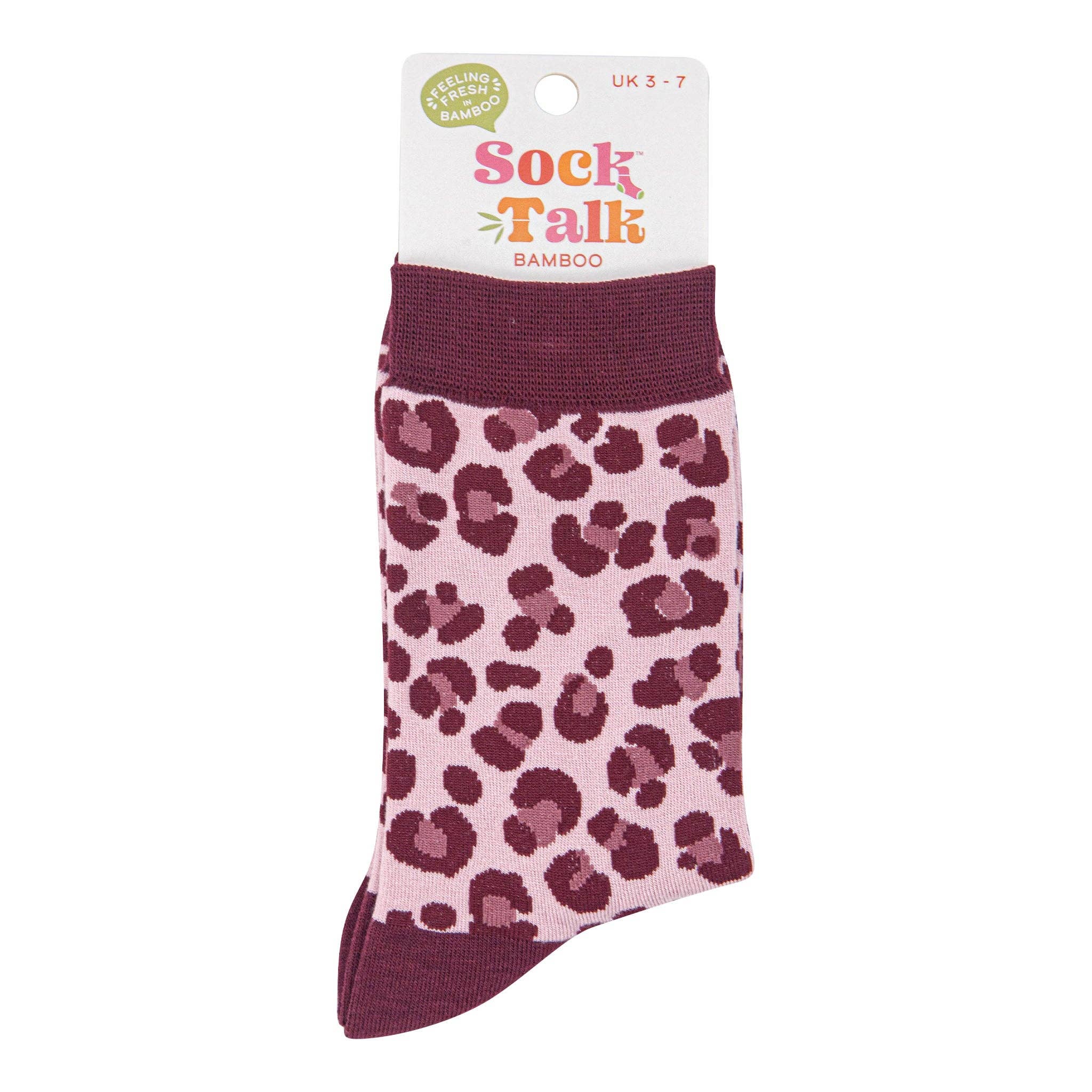 Sock Talk - Wholesale Socks - Women's - Women's Bamboo Socks - Light Pink/Berry, Leopard3