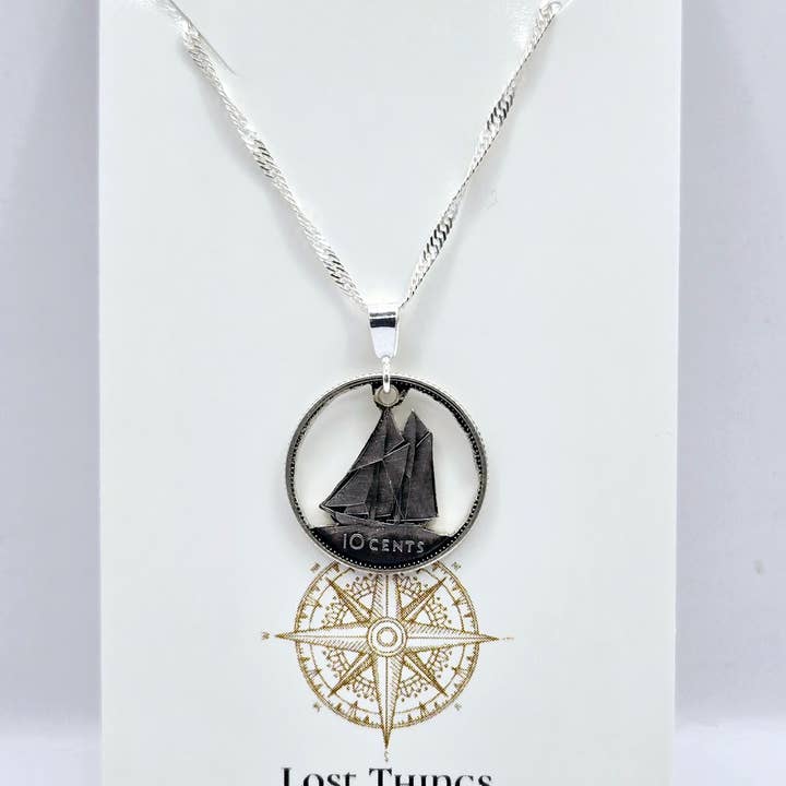 Lost Things Artisan Jewelry - Wholesale Pendant/Charm Necklace - Coin Necklace. Hand Cut Silver Canadian Dimes