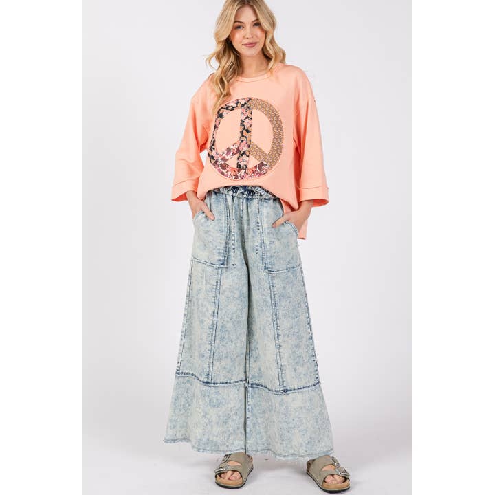Sage + Fig - Wholesale Pants - Women's - MINERAL WASHED DENIM PANTS (SP7577)