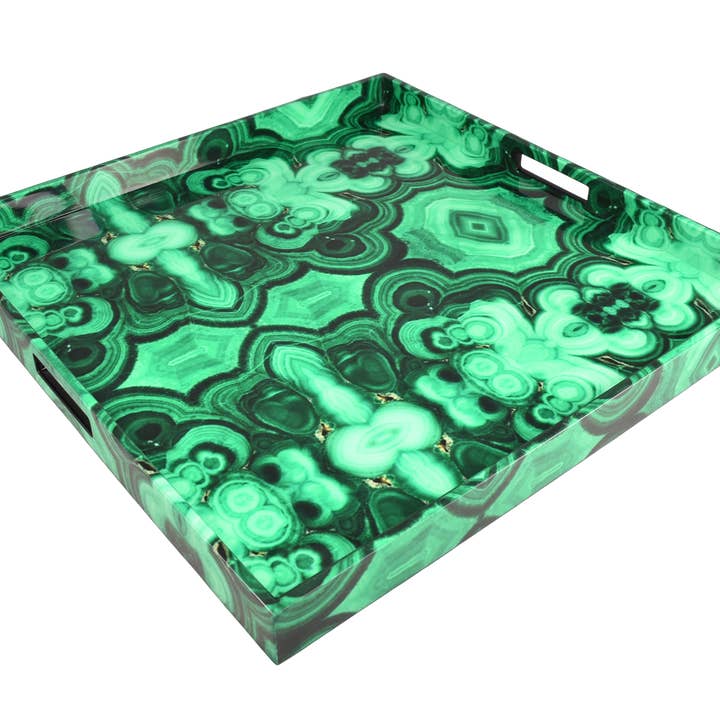 Malachit - 22" Quadratisches Tablett - L-35MA für den Großhandel von Pacific Connections