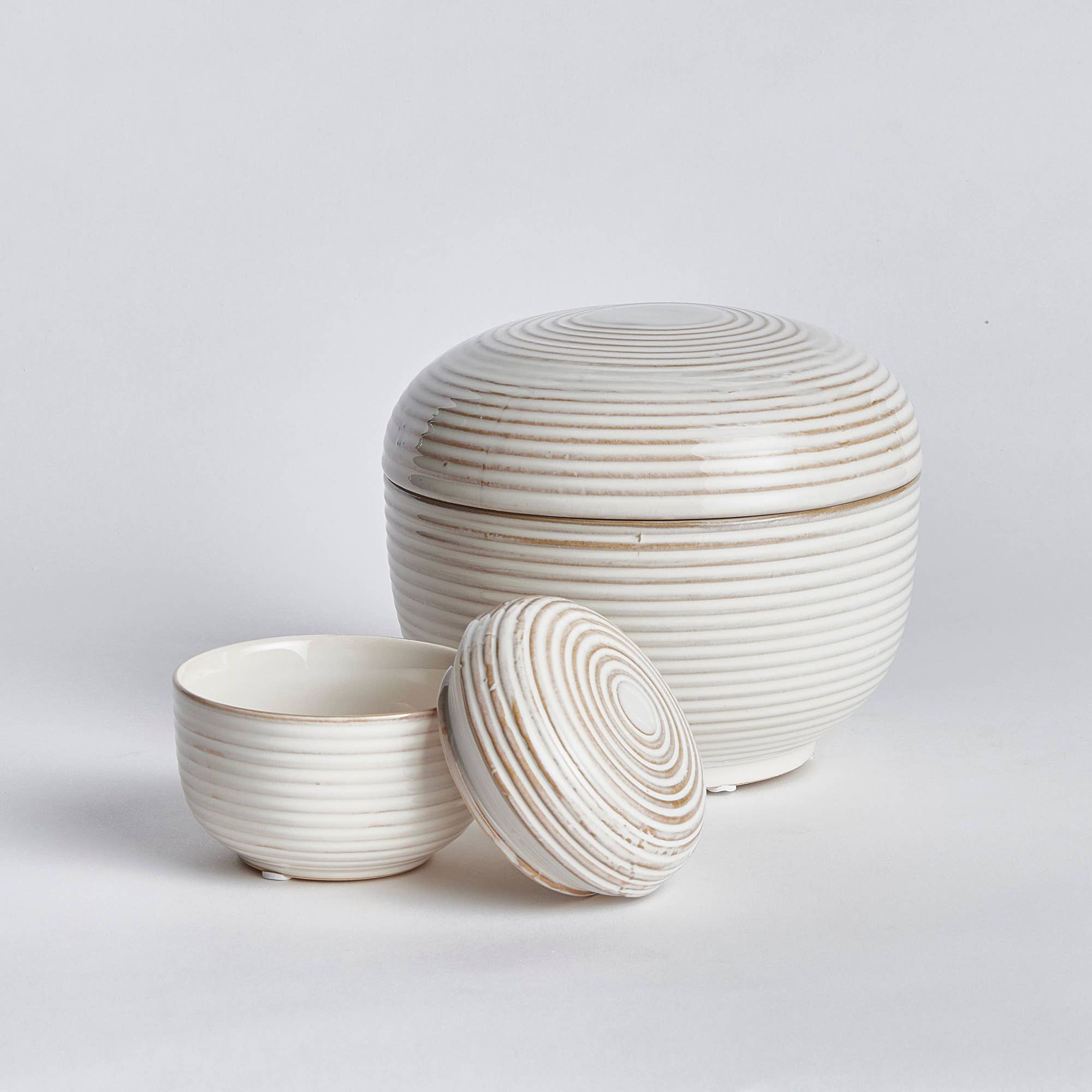 Crème Lot de 2 bocaux décoratifs à couvercle Toda en vente sur Faire1