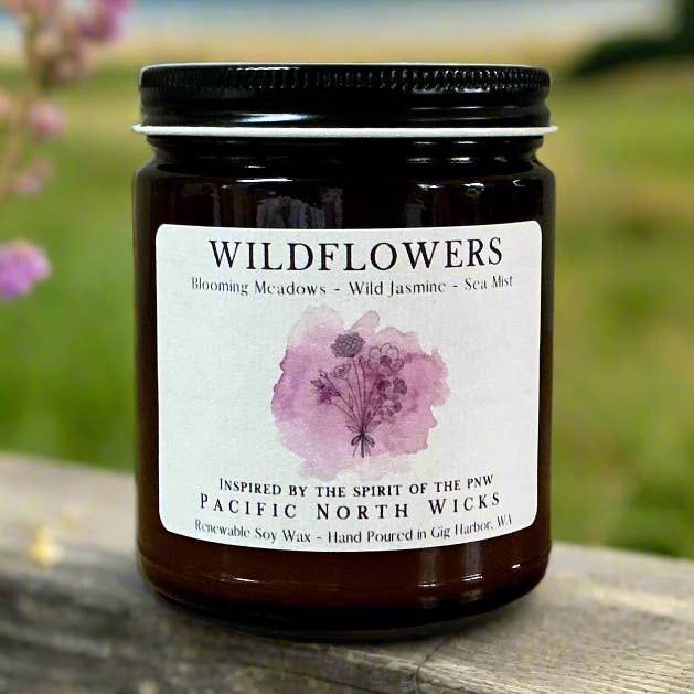 Wildflowers Candle | Blooming Meadows Scent | Soy Wax 8oz for wholesale by Pacific North Wicks