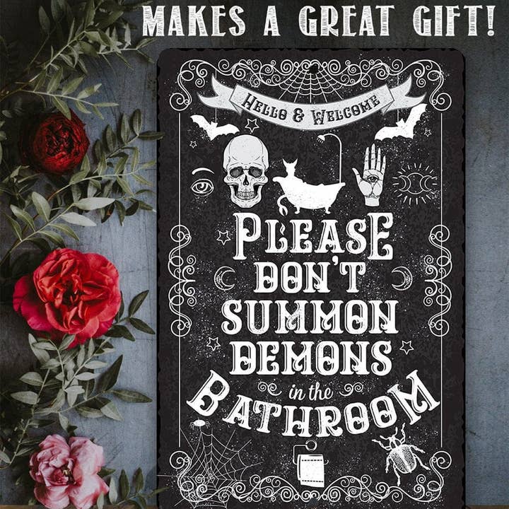 Lone Star Art - Wholesale Bathroom Sign - Please Don't Summon Demons - Metal Sign