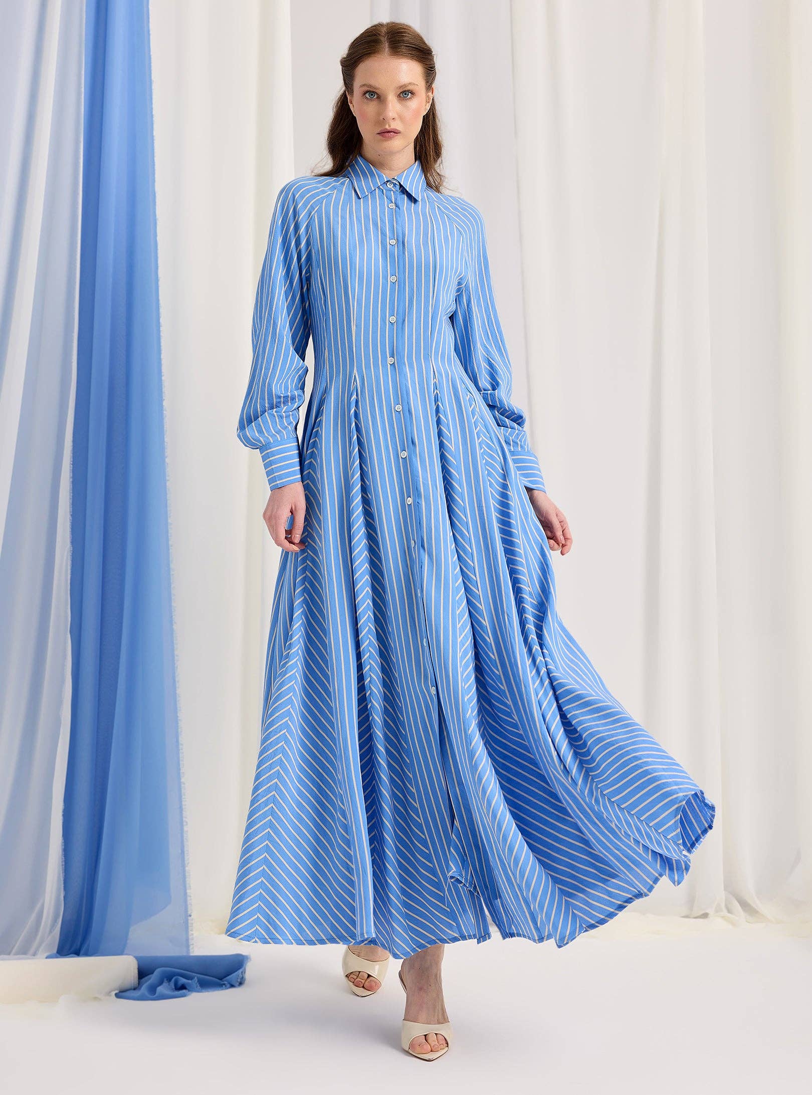 Store WF – wholesale Dress – Women's – Blue Stripe Maxi Dress1