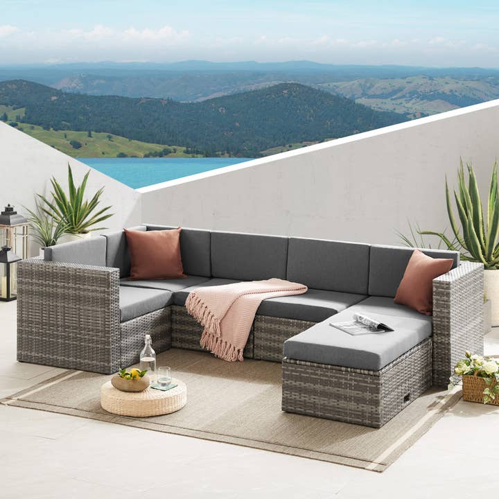 Tatton Grey Rattan 6-Seat Corner Sofa & Coffee Table for wholesale by Outdoor Living (NW) Ltd