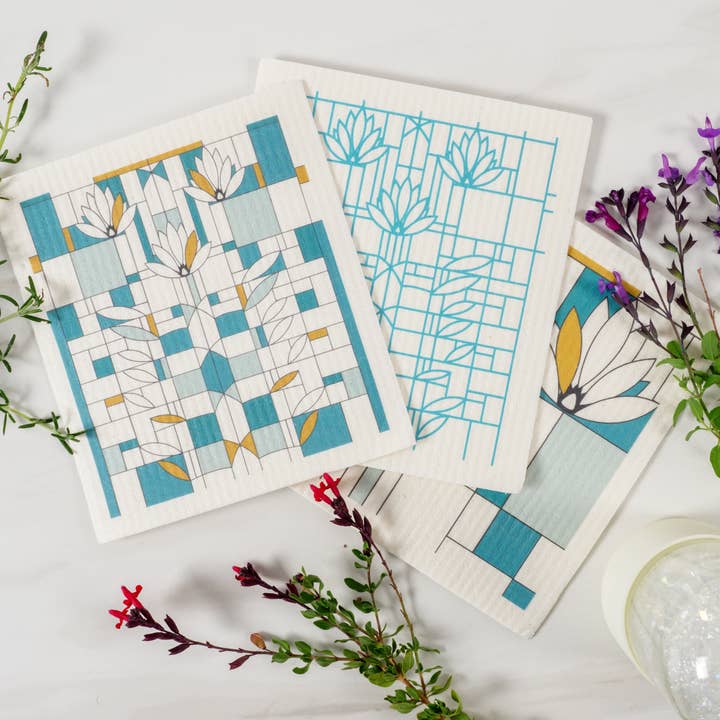 Frank Lloyd Wright Reusable Swedish Dish Cloths-Set Of 3 for wholesale by KAF Home