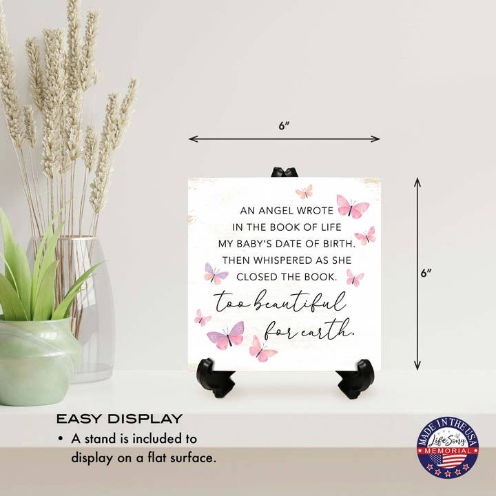 LifeSong Milestones - Wholesale Plaque - Too Beautiful for Earth Baby Memorial Gift Plaque