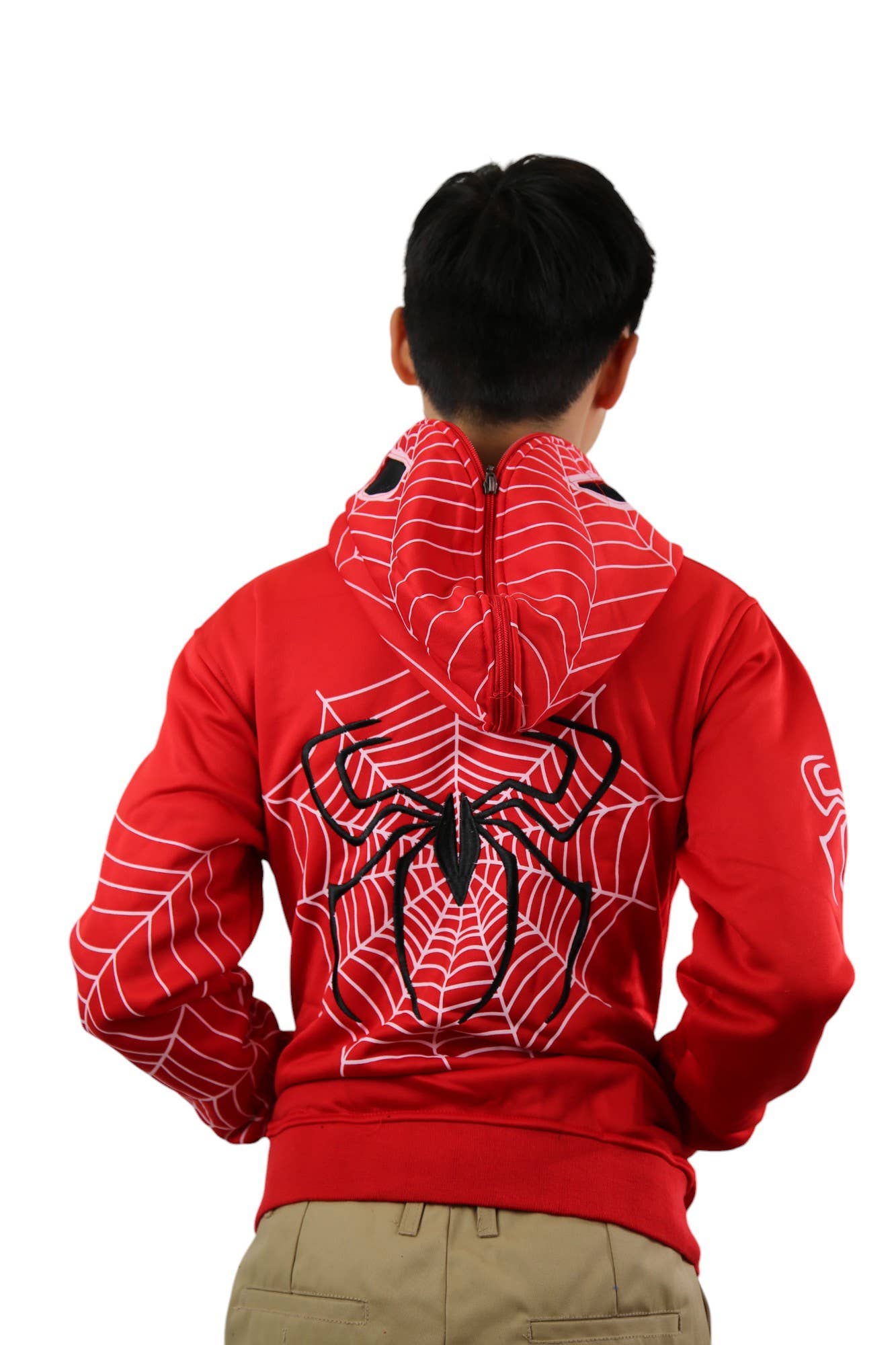 Lime Tree Clothing Inc. – Großhandel Hoodie – Kinder – Spider Hero Hoodie mit Reißverschluss für Kinder — lustiges Design mit Maskenkapuze7
