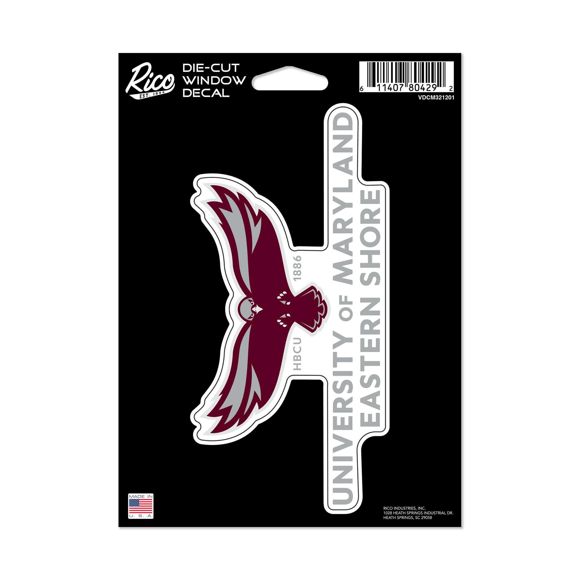 Rico Industries - Wholesale Car Decorative Charm - Unisex - NCAA  Maryland-Eastern Shore Hawks  Medium Die Cut Decal0