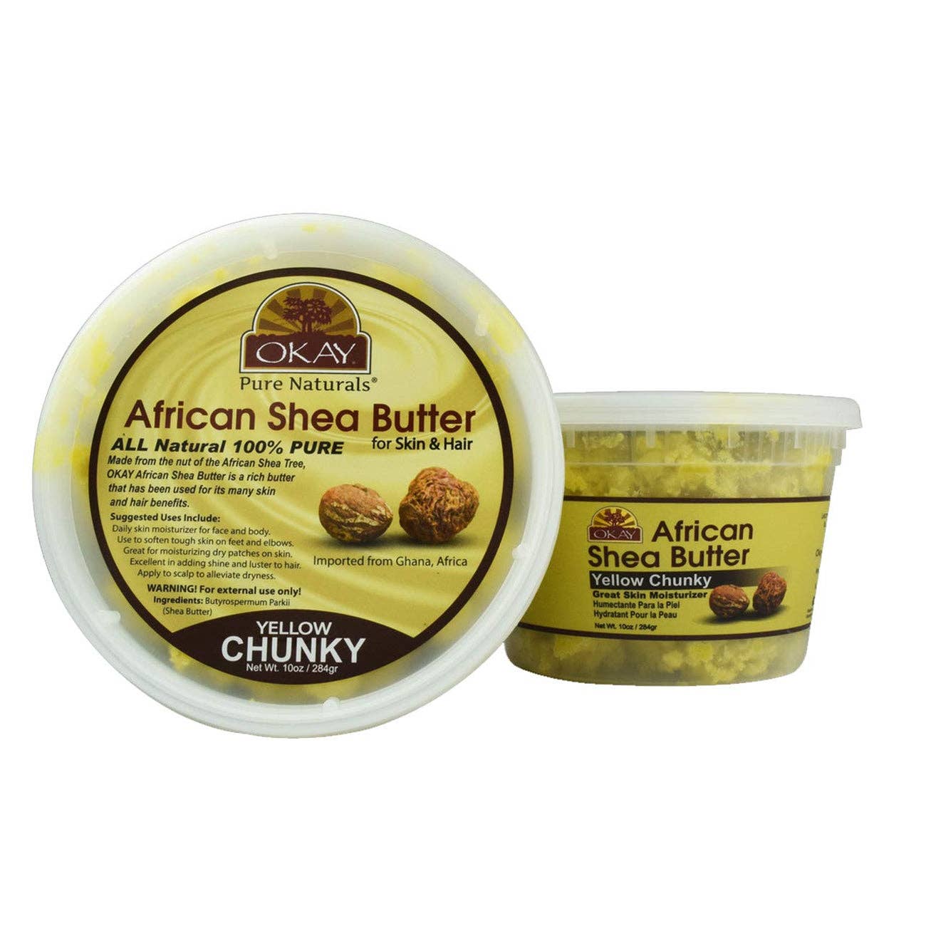 KT Supply - Wholesale Body Balm/Butter - OKAY African Shea Butter Chunky Yellow 10 Oz0