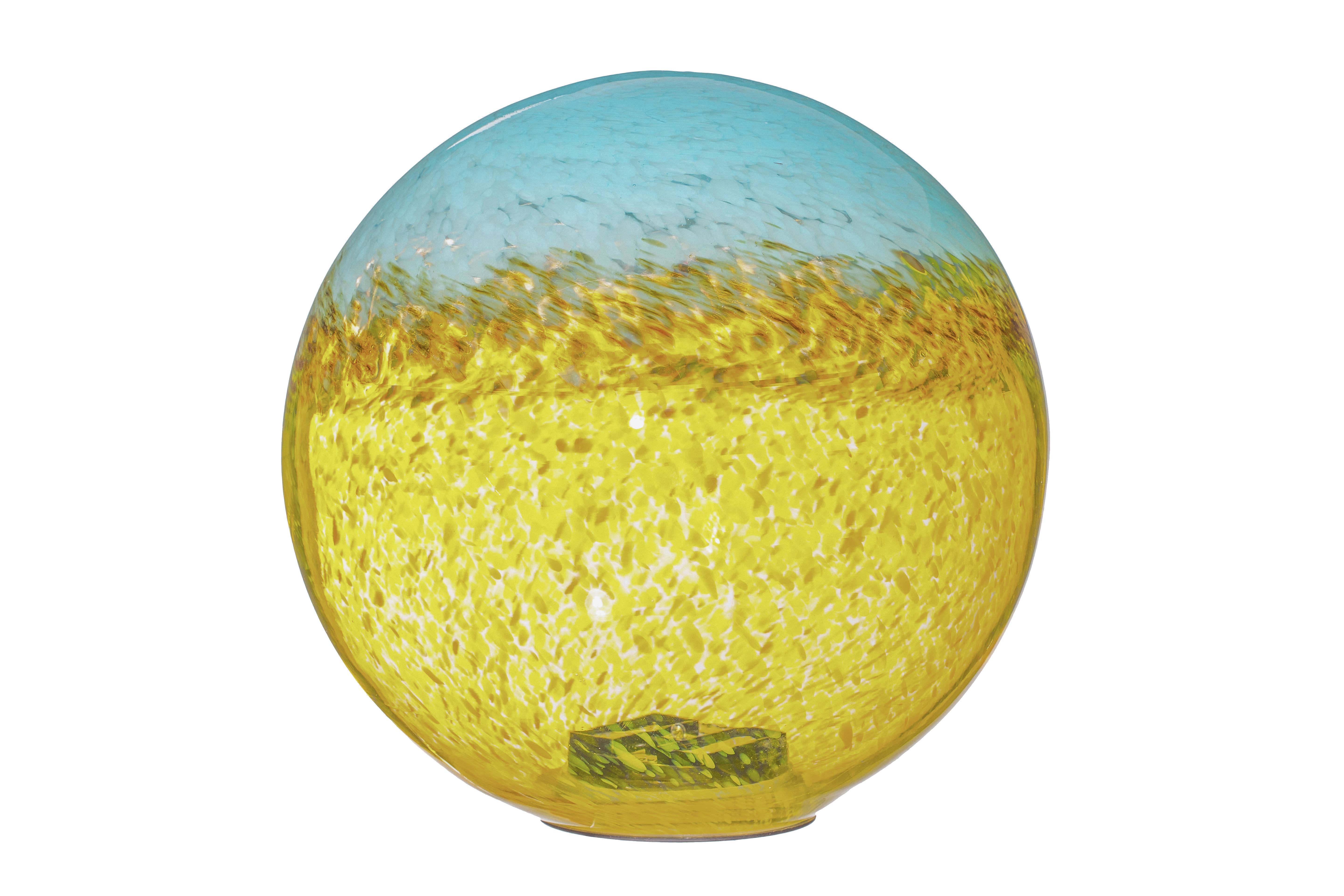 ApricotMint - Wholesale Outdoor Ornament/Decor - Art Glass Solar LED Orbs, Light Blue/Yellow0