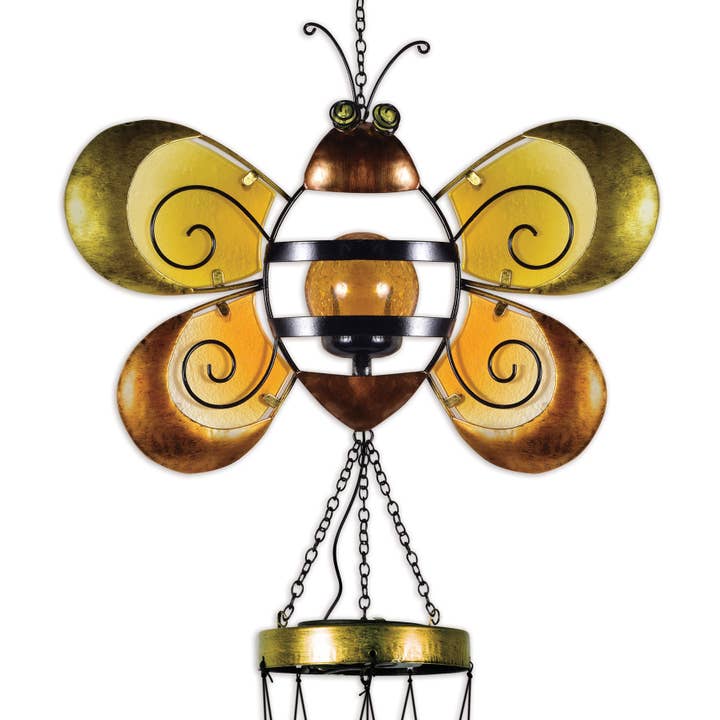 Sunset Vista Designs - Wholesale Wind Chime - 38" Bumblebee Spring Garden Solar Wind Chime - 938252
