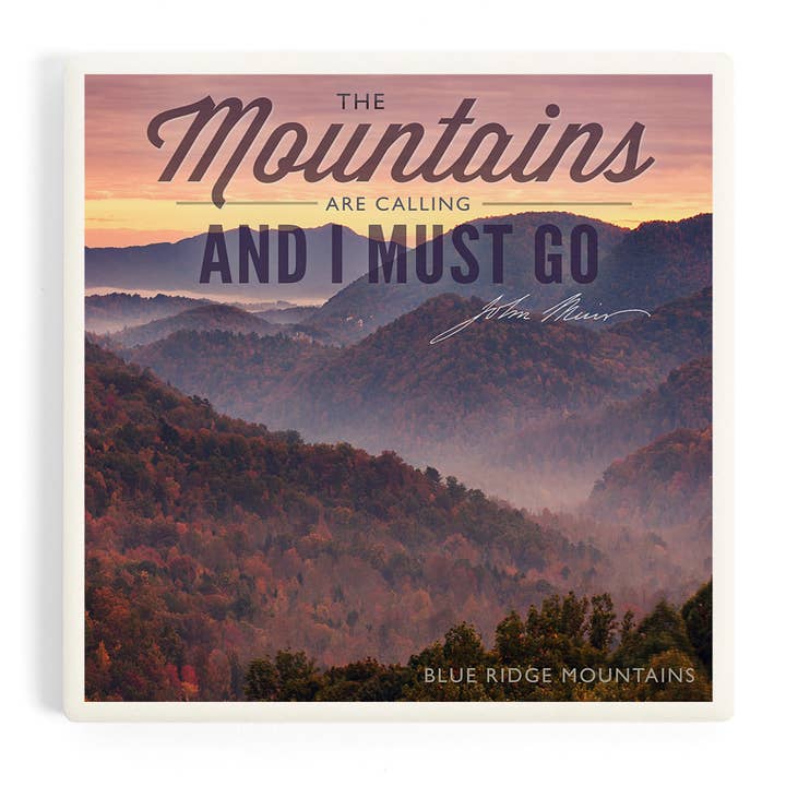 CERAMIC COASTER Blue Ridge Mountains Mountains Are Calling for wholesale by Lantern Press