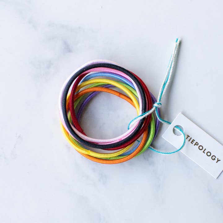 Tiepology - Vente Élastique à cheveux - Ensemble d'élastiques à cheveux arc-en-ciel quotidien2