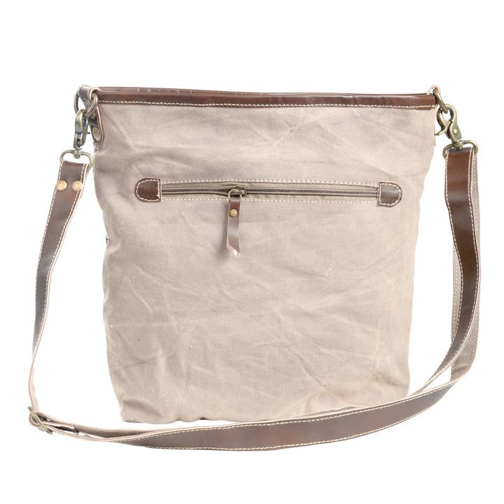 Clea Ray Canvas Bags & Clothing – Engroshandel Crossbodytaske - Dame – Vintage Tapestry Stof Med Læder Trim & Lynlås Clousure3