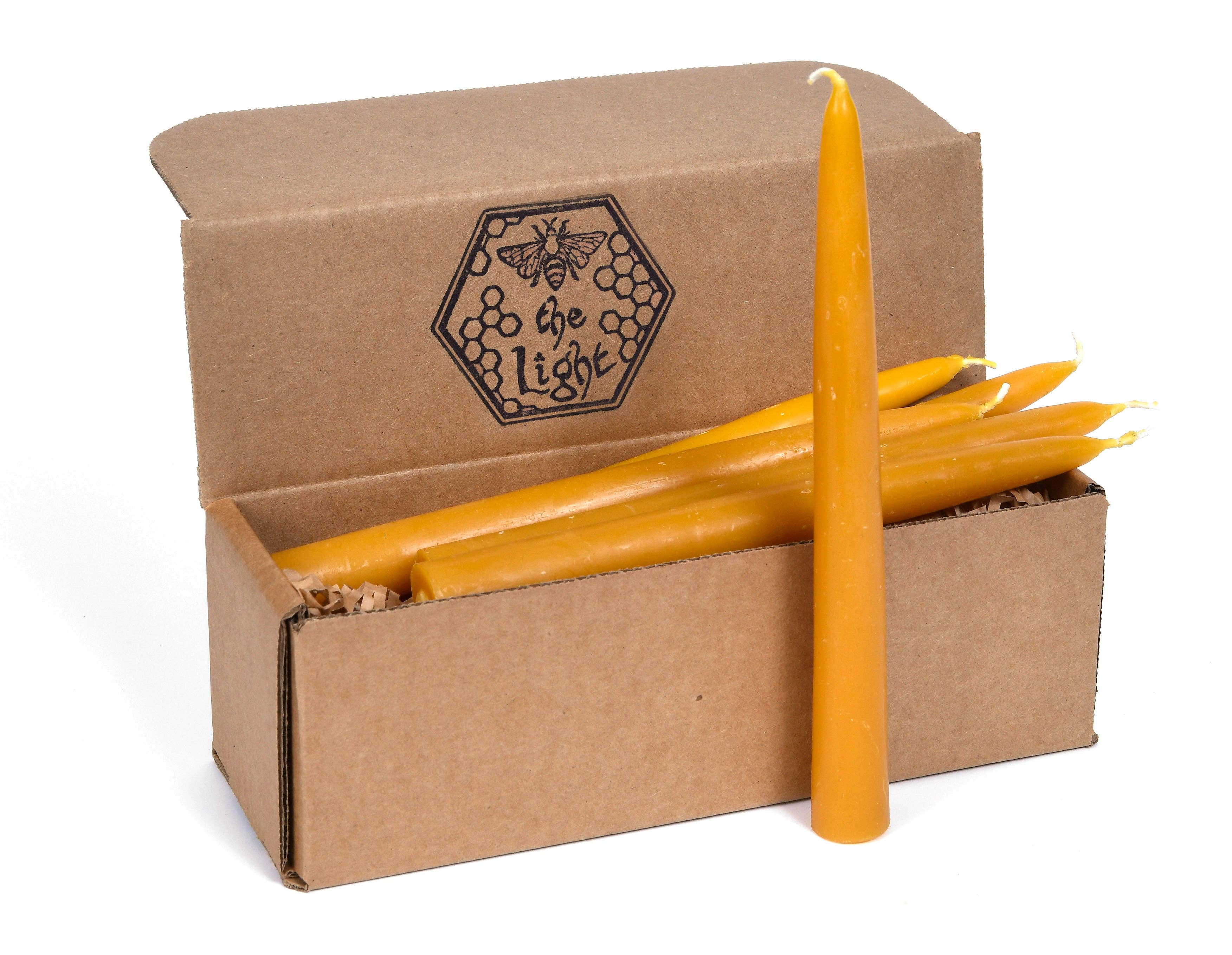 BeeTheLight - Vente Bougies/bougeoirs coniques - Bougie en cire d’abeille pure 100 % style effilé trempée 21,3 cm x 2,2 cm, à l’unité0