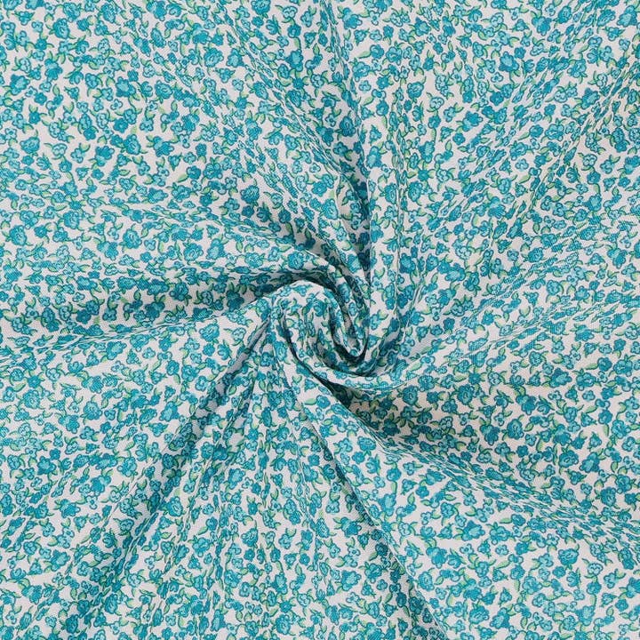 Cotton 100% 45" Trudie Floral Fabric by the Yard - Teal for wholesale by Mook Fabrics