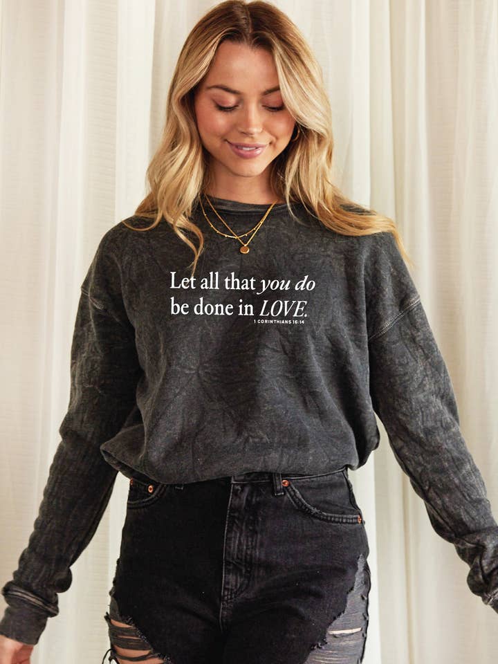 Sudadera con estampado mineral LET ALL THAT YOU DO para venta al por mayor de OAT COLLECTIVE