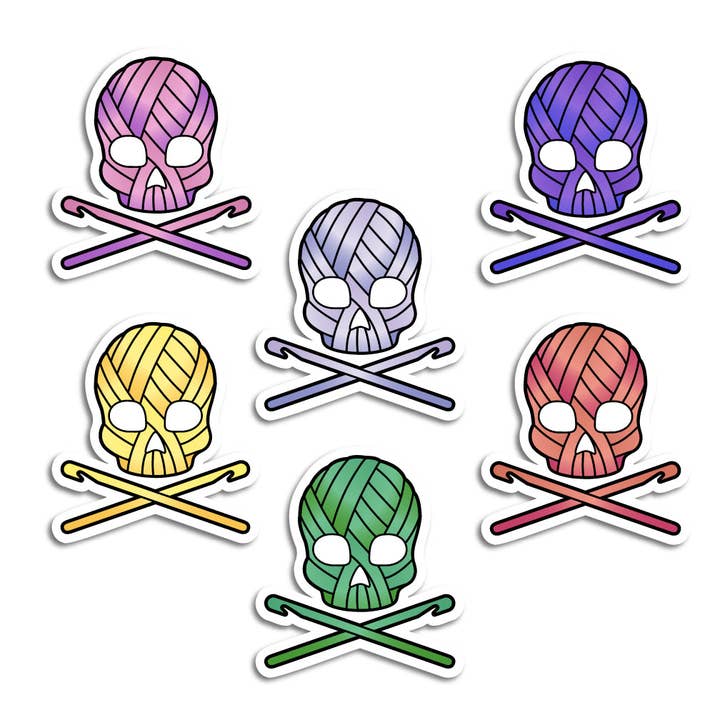 Pegatinas de calaveras de hilo (crochet) para venta al por mayor de Miss Elaneous Art