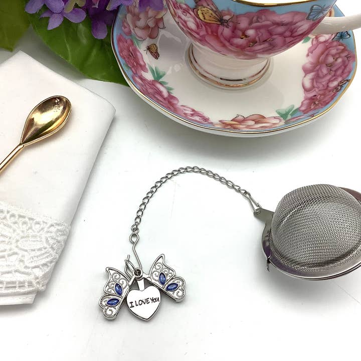 Tea Ball Butterfly Locket I Love You Cocktail infuser for wholesale by All Little Cute Things