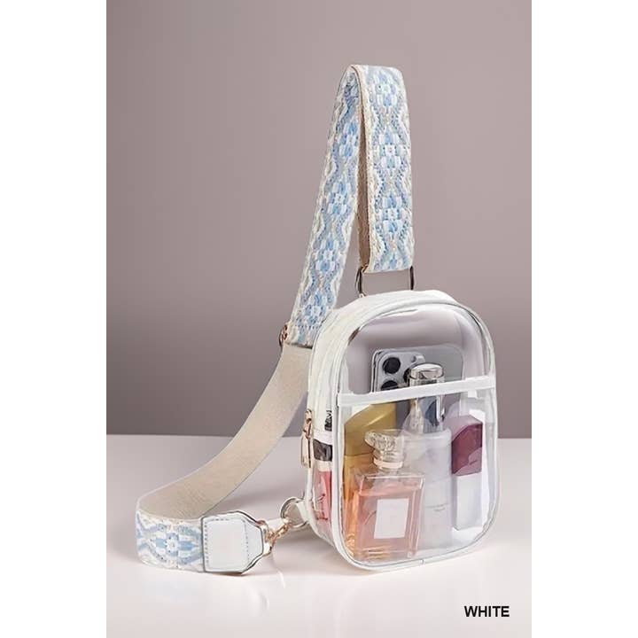 42POPS - Wholesale Crossbody Bag - Women's - ",, SI-26027 Clear Sling Bag With Guitar Strap