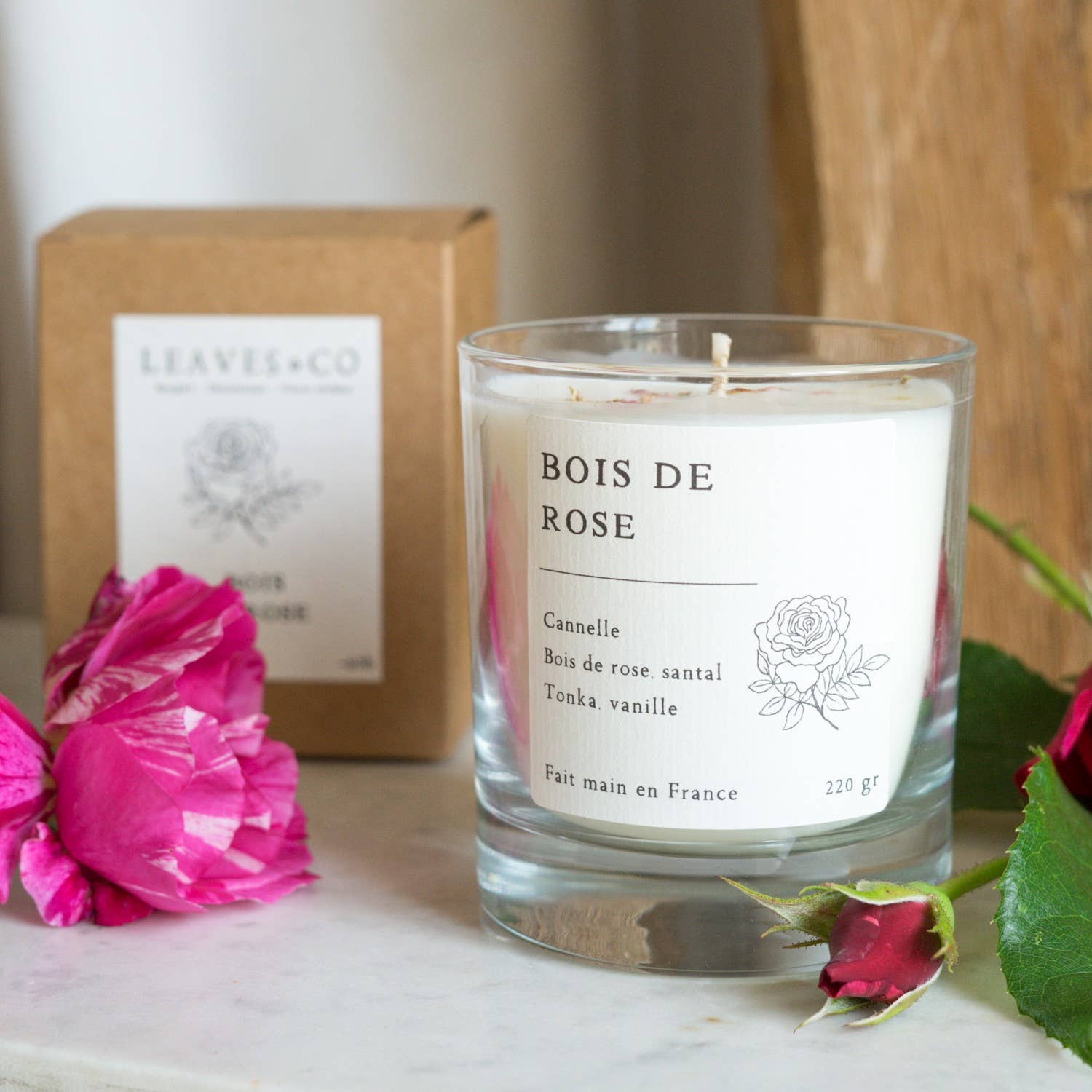 Leaves & Co - Wholesale Jar/Filled Candle - Bois De Rose Essential Collection Scented Candle1