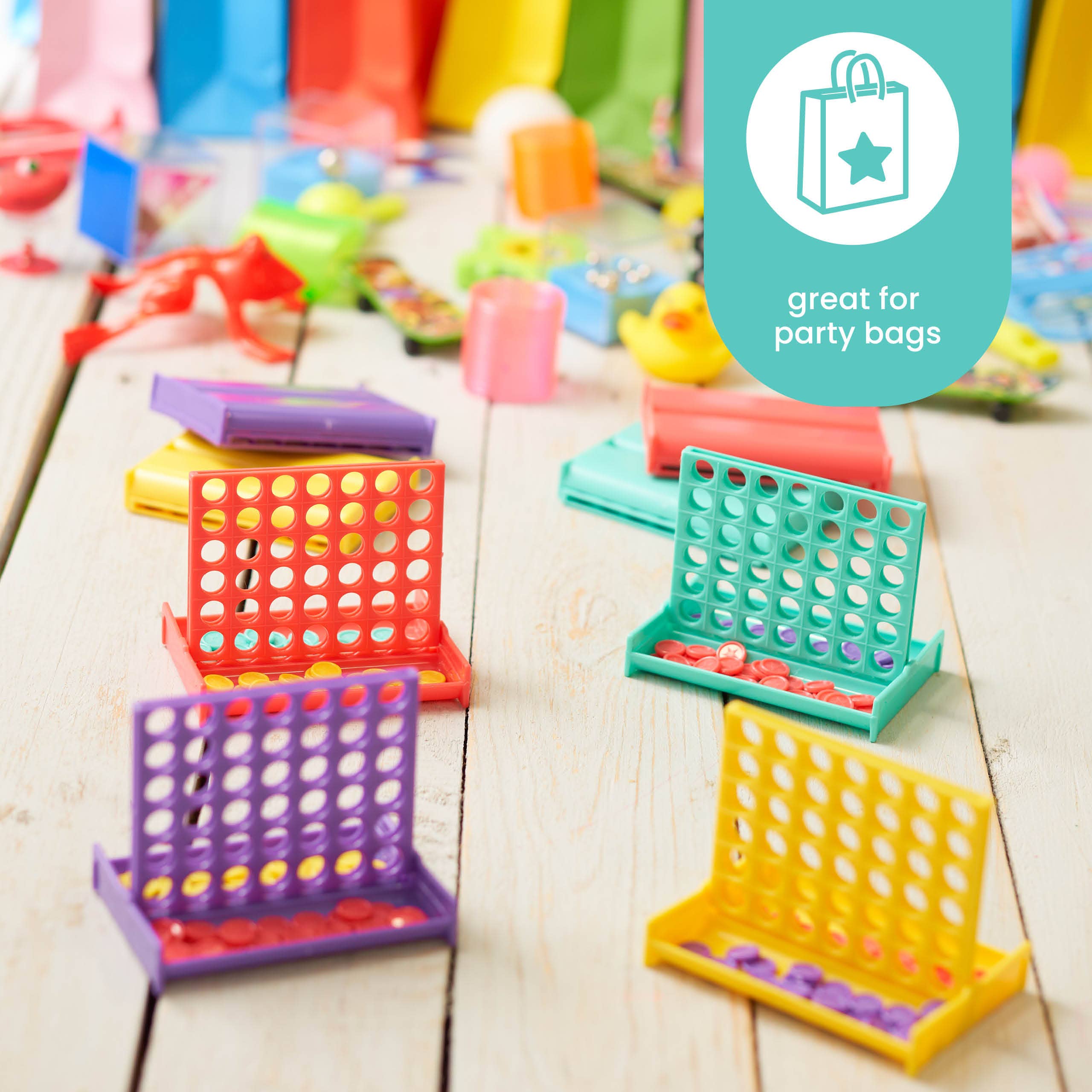 The Twiddlers - Wholesale Toy Set - Kids -  8 Mini Four In A Row Board Games, 4 Assorted Colours 5