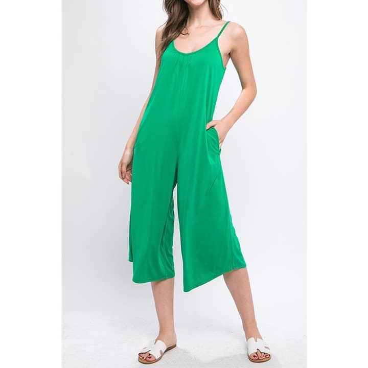 Spaghetti Strap Wide Leg Palazzo Jumpsuit for wholesale by Paperdoll