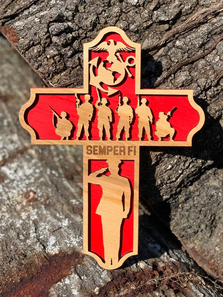 Wooden Marine Cross for wholesale by Creations with Hart