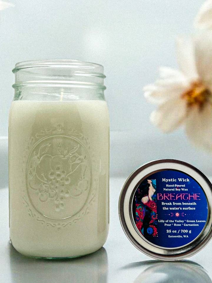English Garden - (Breathe) Soy Wax - Bougie en pot Mason 25 oz pour la vente par Mystic Wick LLC