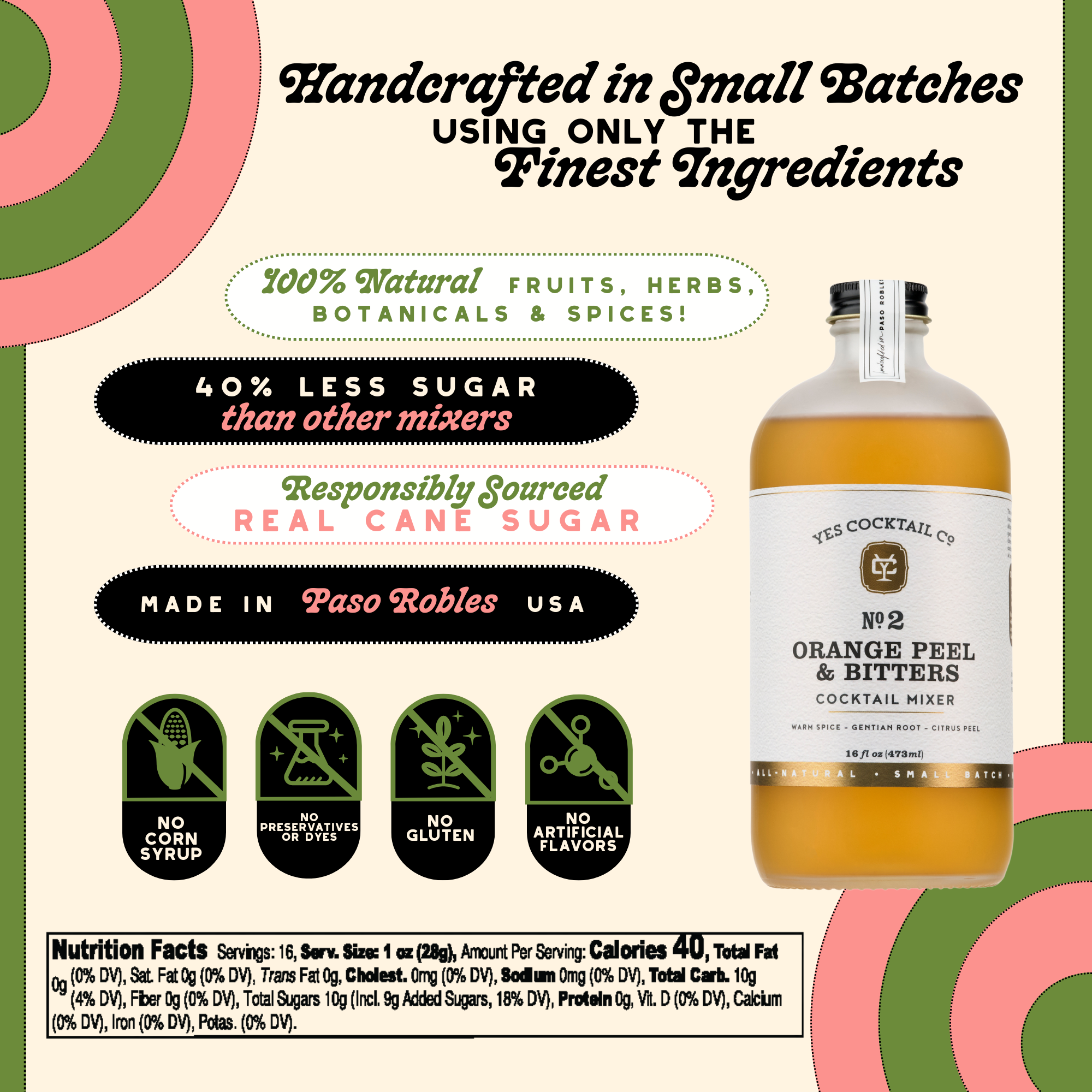 Yes Cocktail Co – Mistura de coquetel/xarope por atacado – Misturador de coquetel de casca de laranja e amargo3