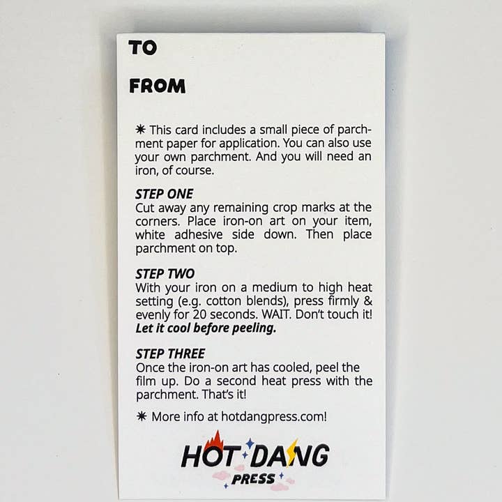 Hot Dang Press - Wholesale Everyday Greeting Card - Good Luck Four Leaf Clover L'il Something Iron-On Card1