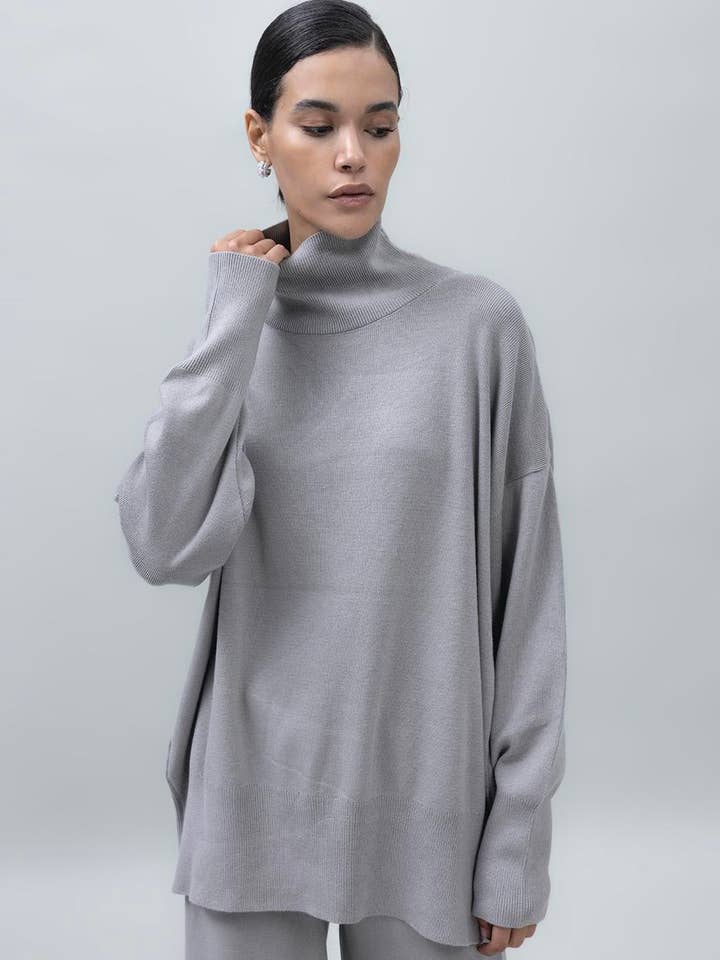 19246 - Grey Fisherman's Collar Sweater for wholesale by BSL