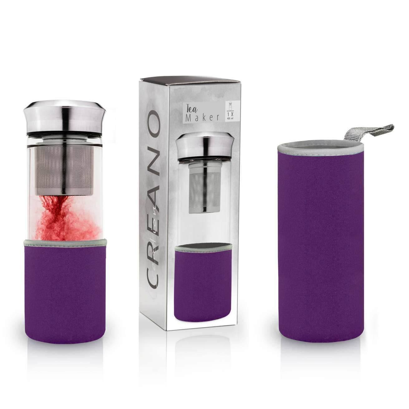 Creano - Wholesale Tea Strainer/Infuser - “Teamaker” tea maker 400ml incl. neoprene case; purple1