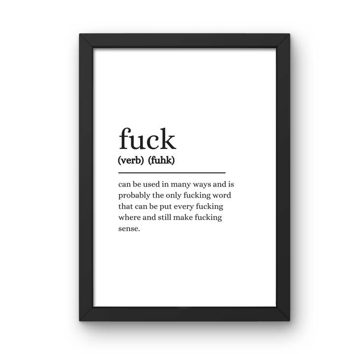 Tipografia engraçada “Fuck”, Definição de Dicionário Impressão A4 por atacado de Lunabuloona