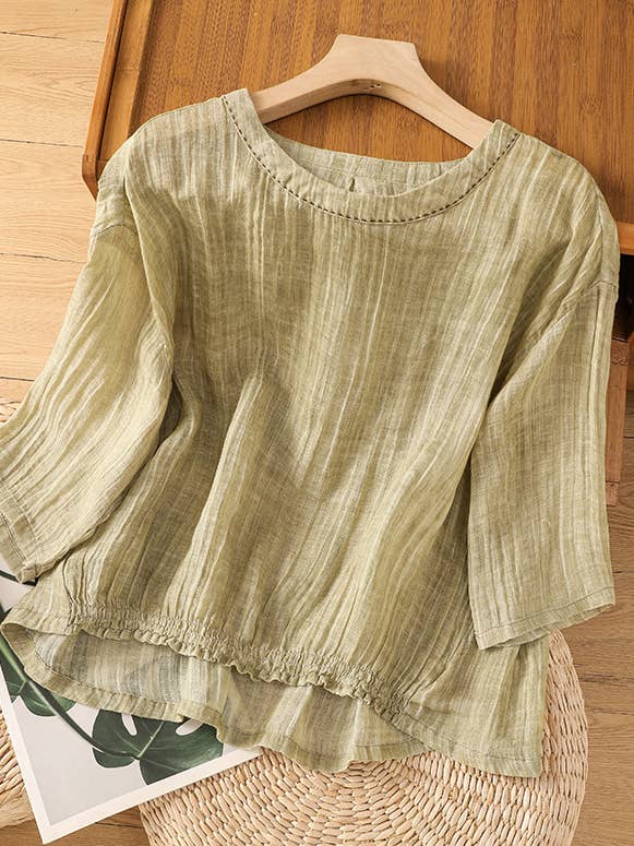 Whisper Mint - Wholesale Blouse - Women's - vintage cotton linen blouses tops women