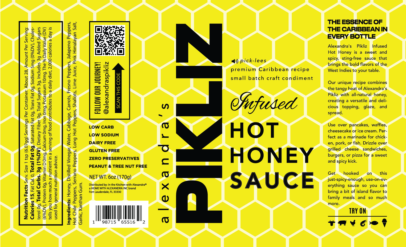 In the Kitchen with Alexandra - Wholesale Honey - Alexandra’s Pikliz Infused Hot Honey Sauce | Caribbean Sweet Heat Superfood | Low Carb, Low Calorie, Gluten Free, 6oz11