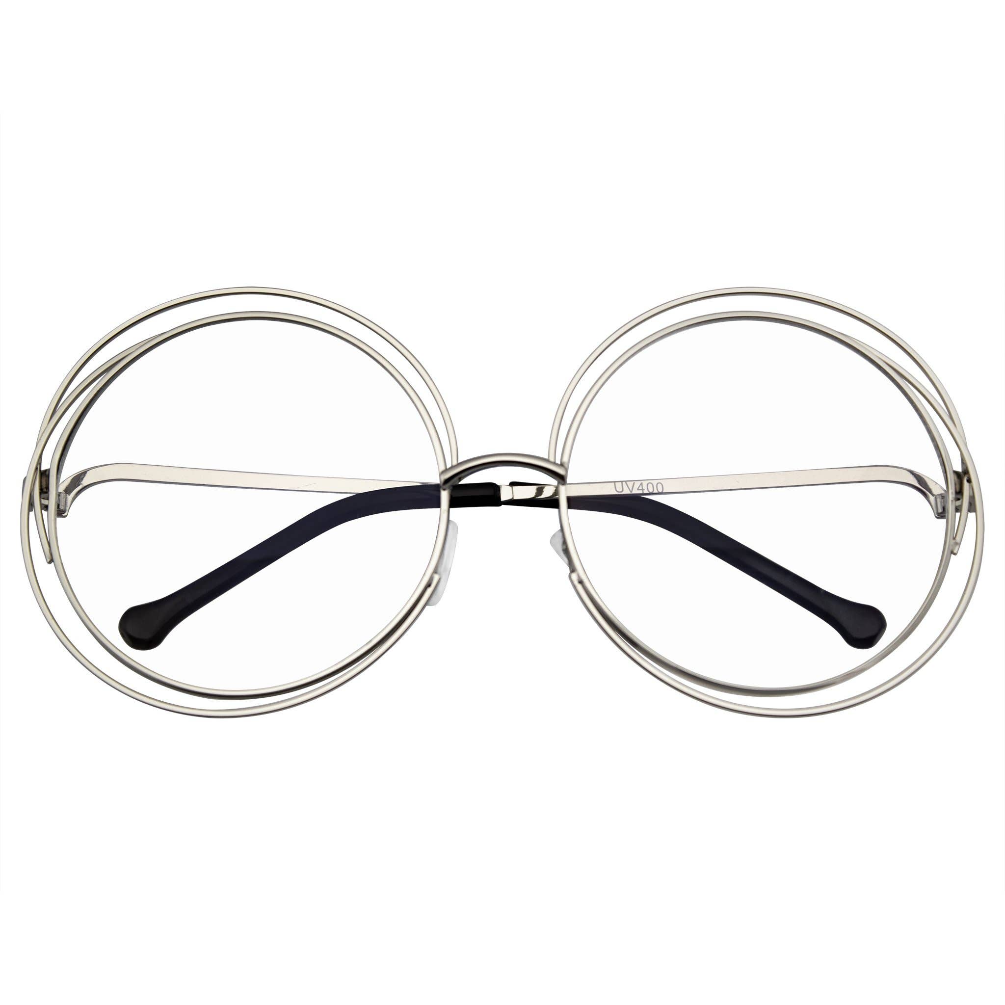 Emblem Eyewear - Wholesale Sunglasses - Women's - Round Sunglasses Double Wire Big Oversize Boho Circle Lens0