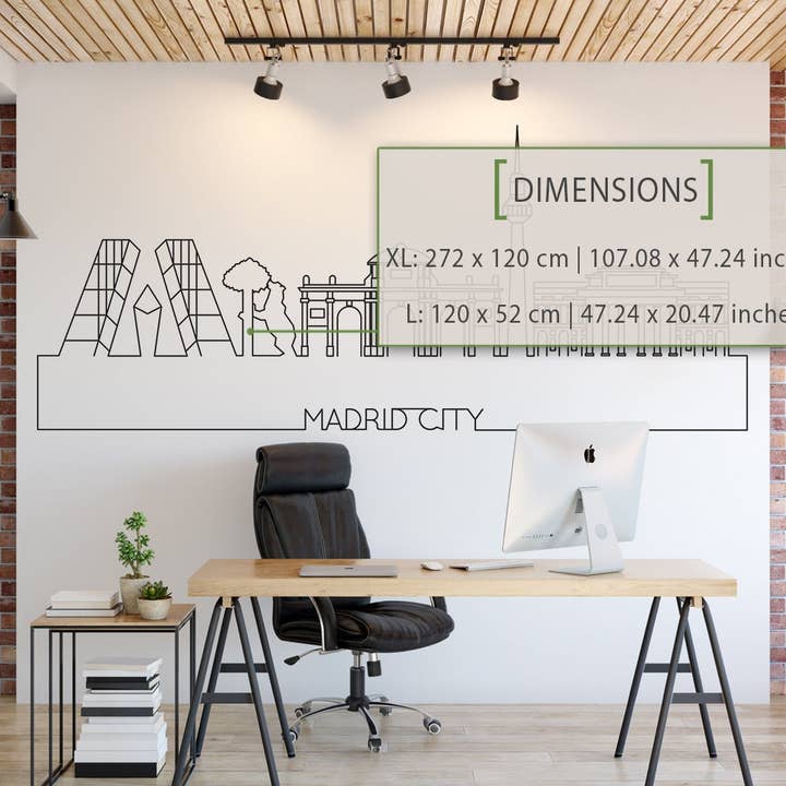 Madrid skyline muursticker - stadsbeeld en stadsdecoratie voor wholesale door KUARKI