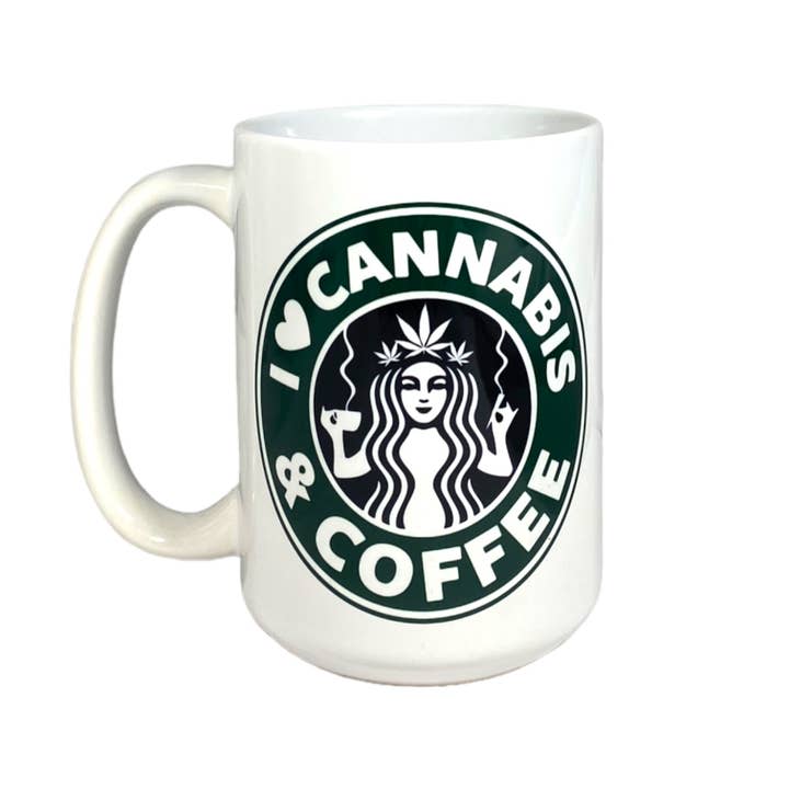Tasse à café et cannabis (verte) pour la vente par Cultured Coast