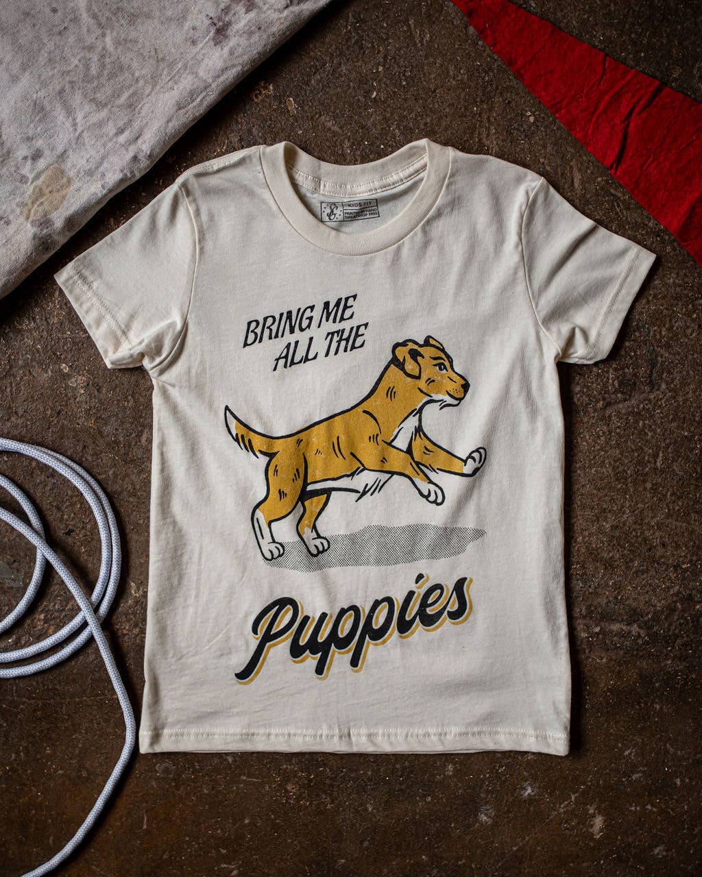 Cream Bring Me All The Puppies Kids Tee for wholesale on Faire1