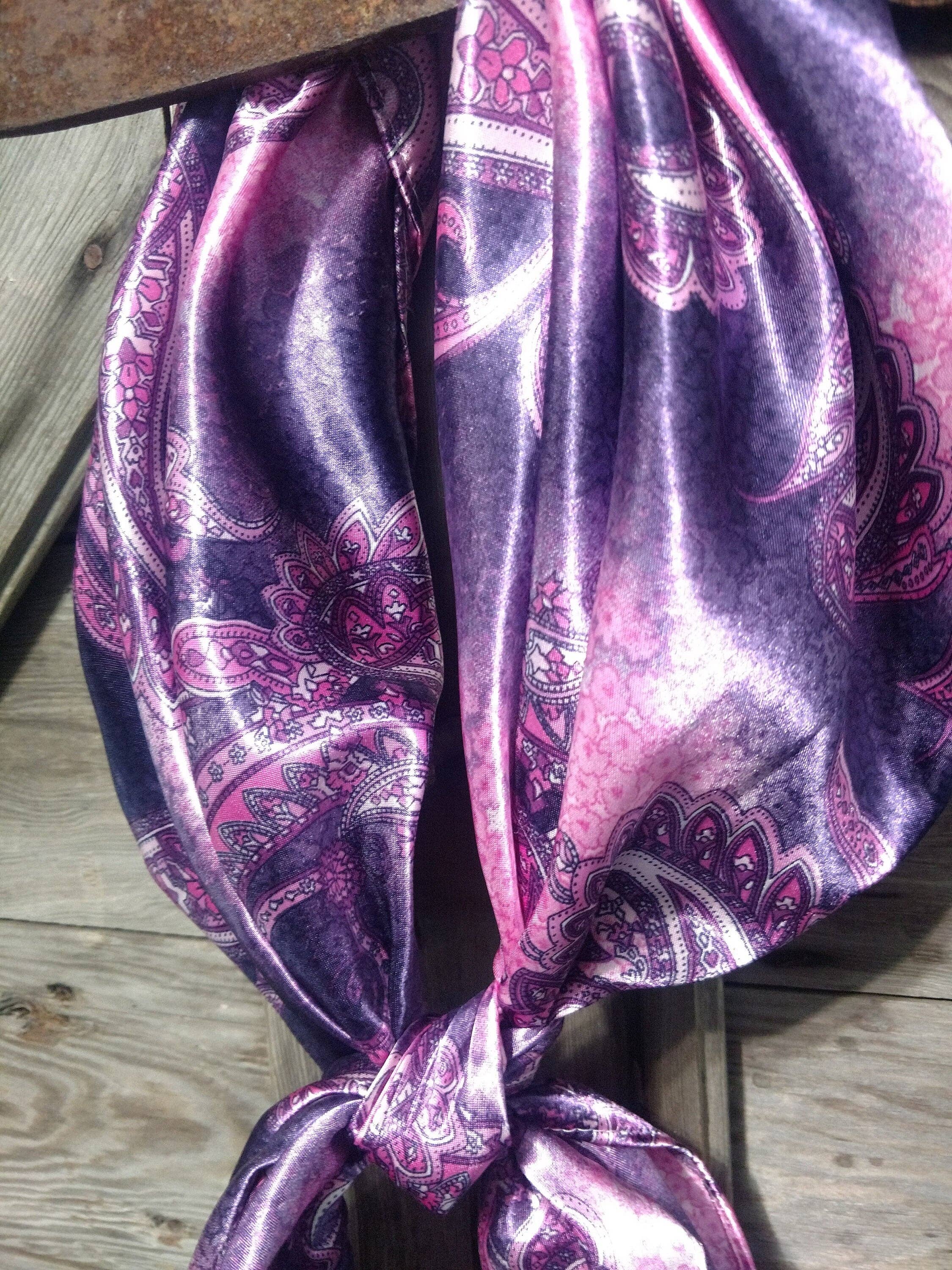 Double B Wild Rags - Wholesale Scarf - Women's - Wild Rag Purple and Pink Paisley New Cowboy Western Neck Scarf Bandanna by Double B Wild Rags3