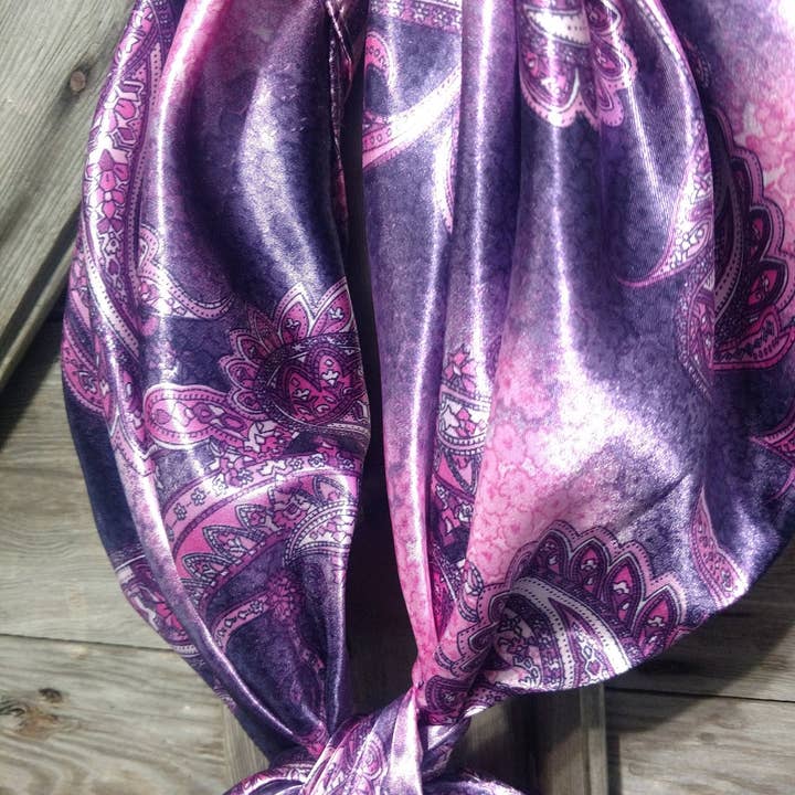 Double B Wild Rags - Vendita all'ingrosso Sciarpa - Donna - Fazzoletto da collo cowboy western nuovo in paisley viola e rosa di Double B Wild Rags.3